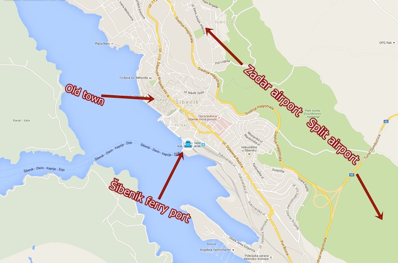 Map ferry port Sibenik