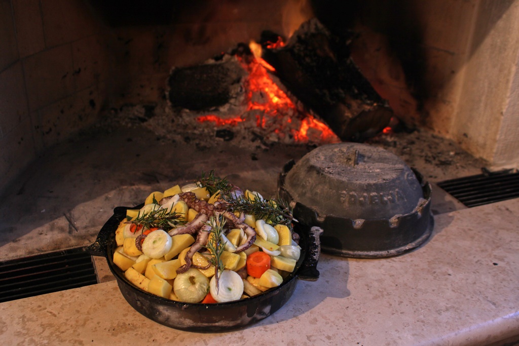 Octopus under the baking lid