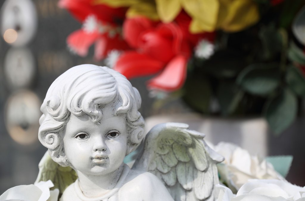 An angel statue in Preko cemetery, Ugljan