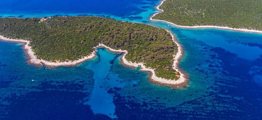 Aerial panorama of island Losinj in Zadar area, Croatia