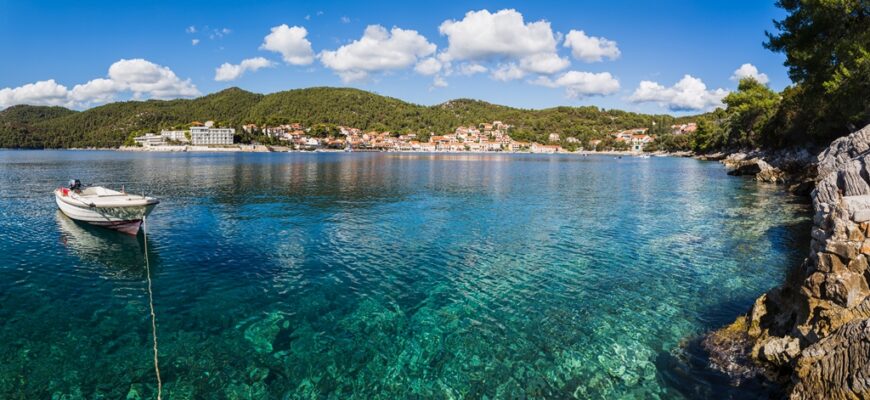 Brna Bay in Smokvica region of Korcula Island located on the southern slopes